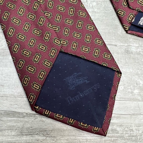 Burberry Mauve w/ Olive & Gold Check Silk Tie - Picture 4 of 5